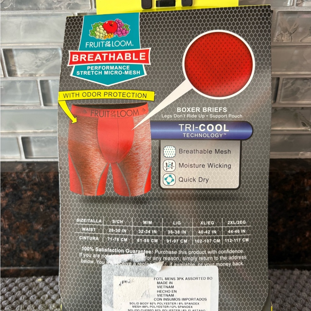 Fruit of the Loom Breathable Boxer Briefs